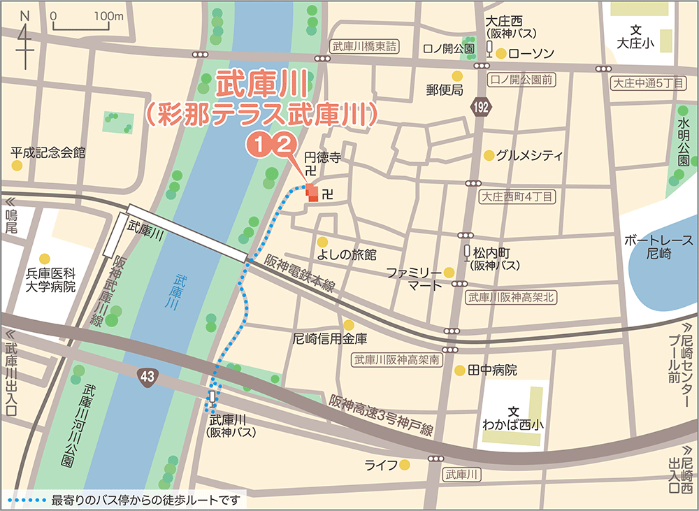 武庫川(彩那テラス武庫川) 地図